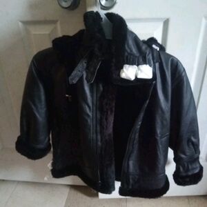 Kids Black Faux Leather Jacket